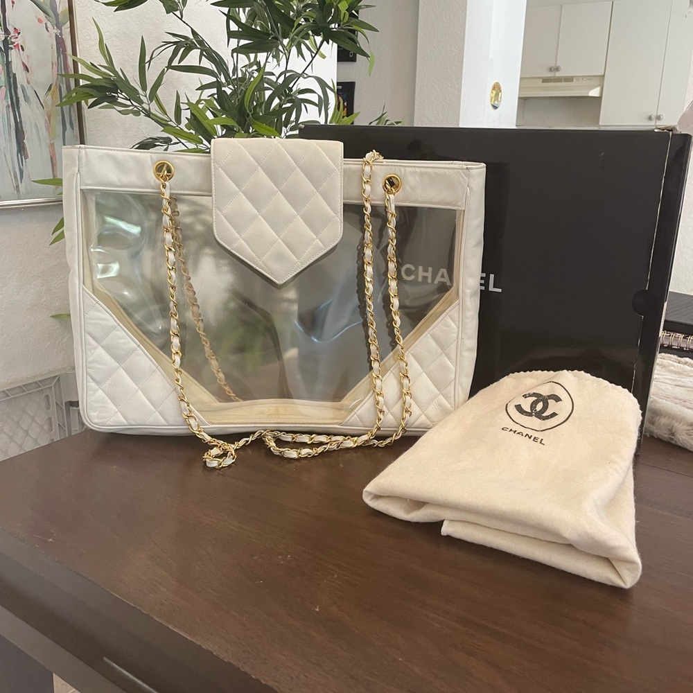 Chanel Shopping Tote XL Clear/Leather